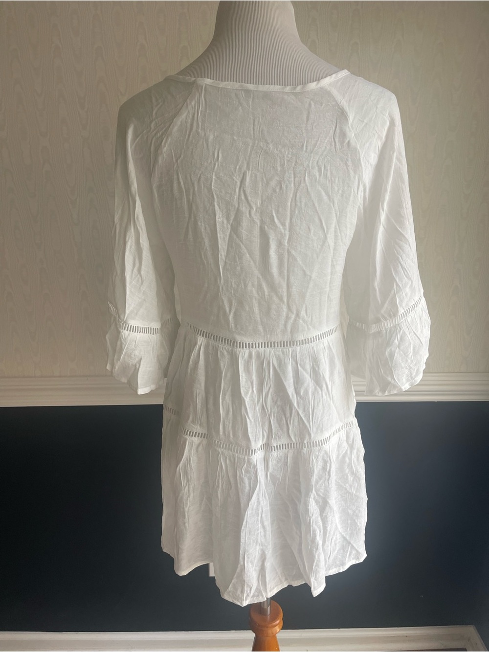 Cupshe White Ladder Cutout Tiered Cover Up Beach Shirt Dress Size M Resort - Picture 5 of 5